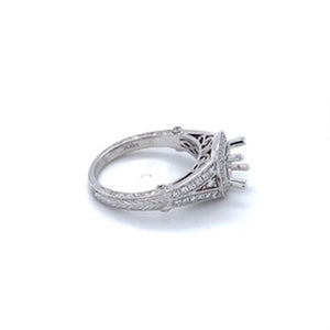 Lady's White 18 Karat Engraved Halo Ring