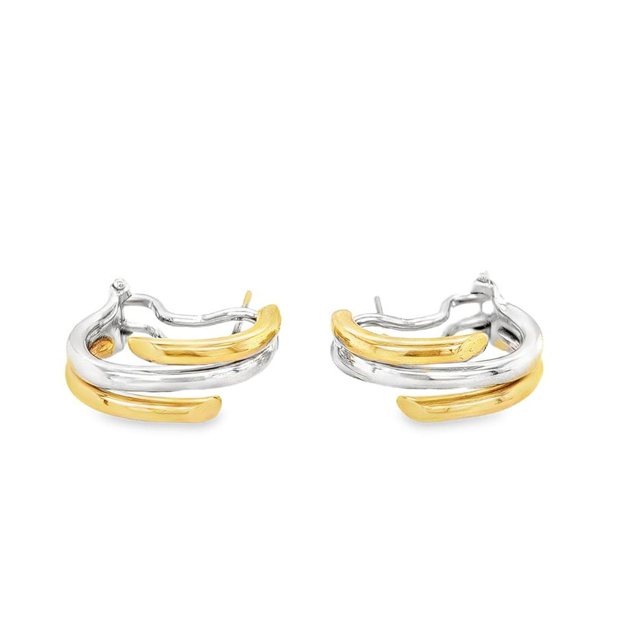Two-Tone 14 Karat 9.8X22mm Free Form Earrings With Omega Backs Estate