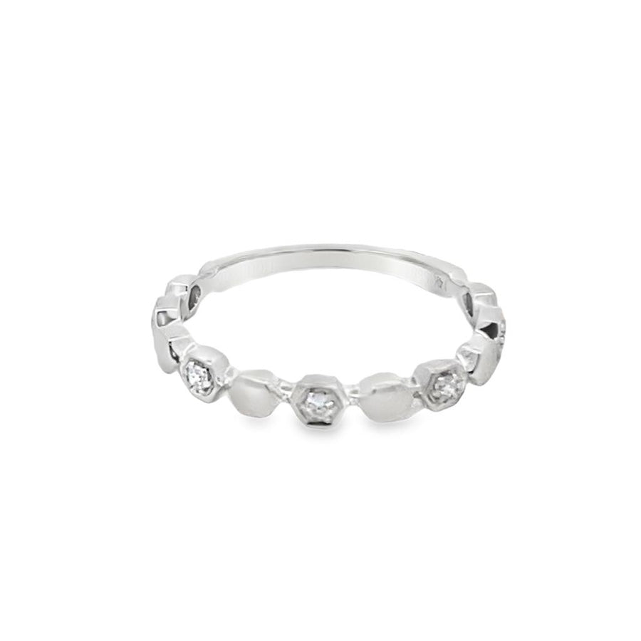 Lady's White 14 Karat Hexagon Station Wedding/Anniversary Ring Size 6.