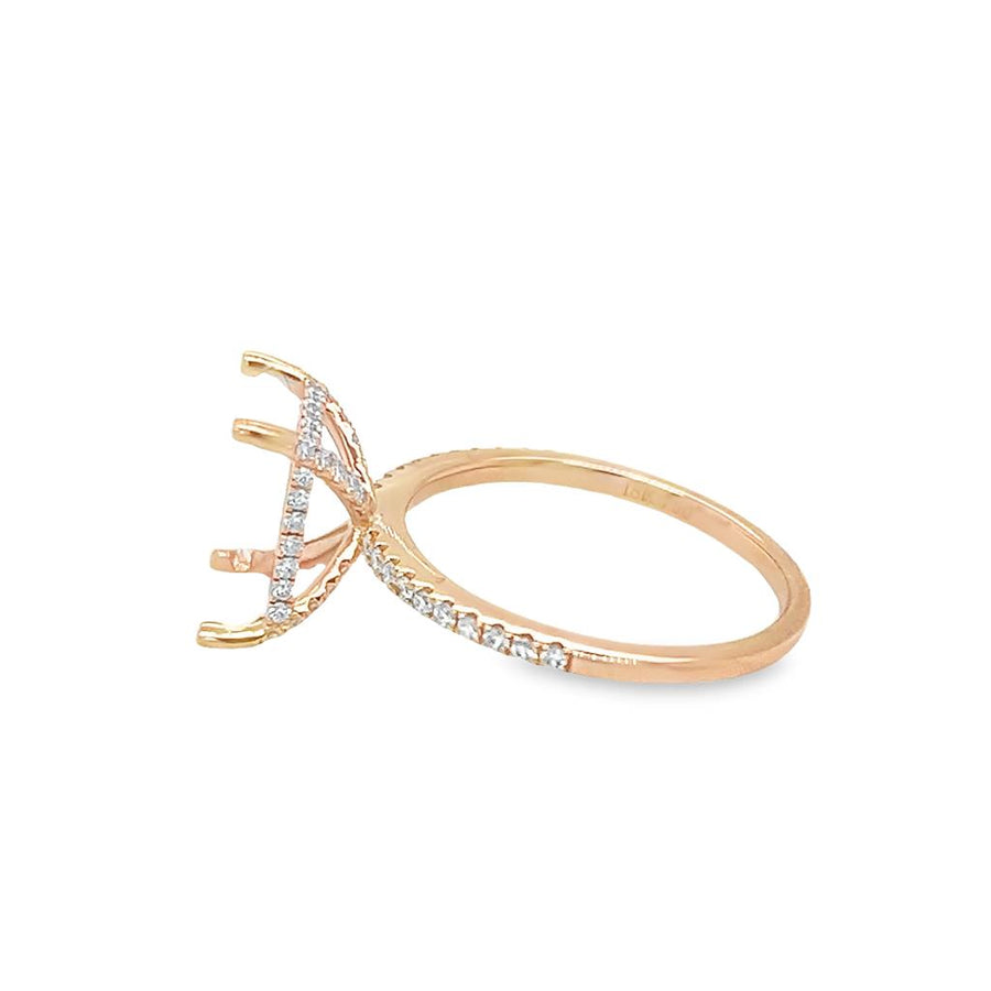 Lady's Rosé 18 Karat Hidden Halo Ring 64=0.32tw Round Diamonds Designe