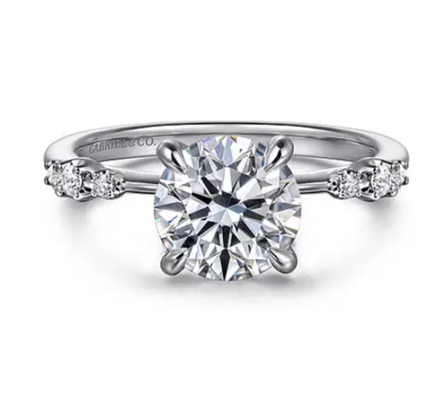 Gabriel & Co Hidden Halo and Diamond Cluster Engagement Ring Mounting
