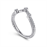 Lady's White 14 Karat Vintage Style Curved Wedding Band Wedding/Annive