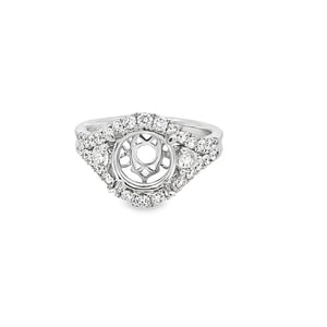 Lady's White 18 Karat 3ct RD Split Fishtail Halo Ring