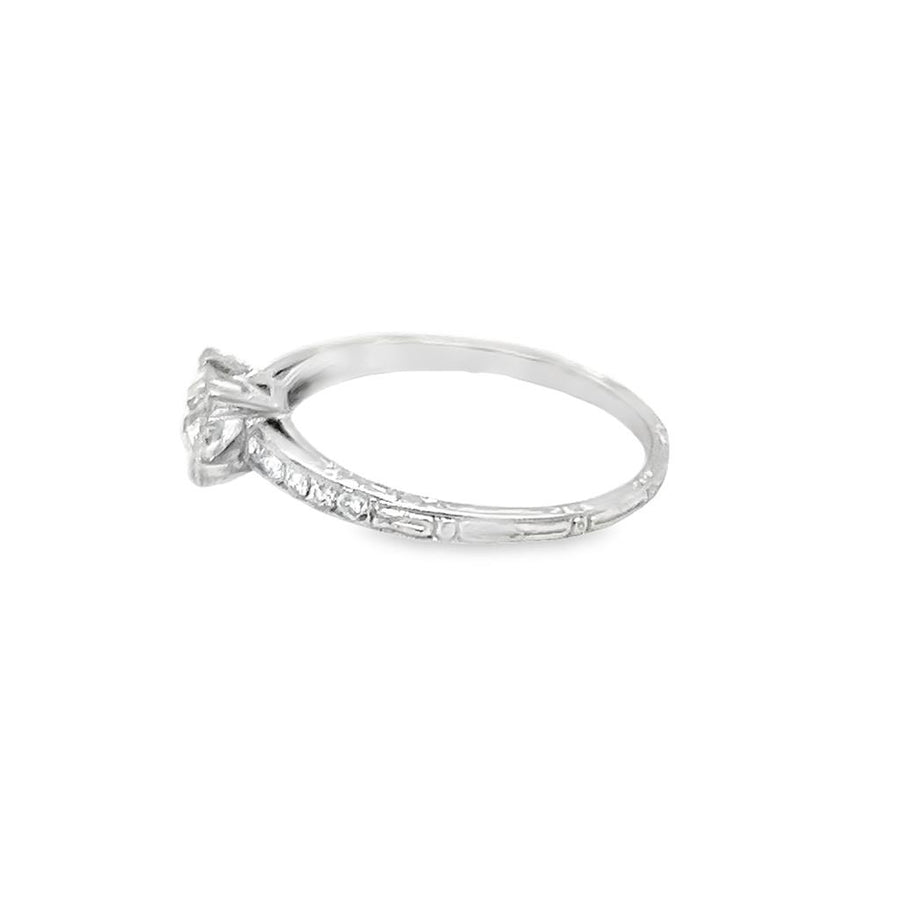 Platinum Milgrain Princess Illusion Engagement Ring