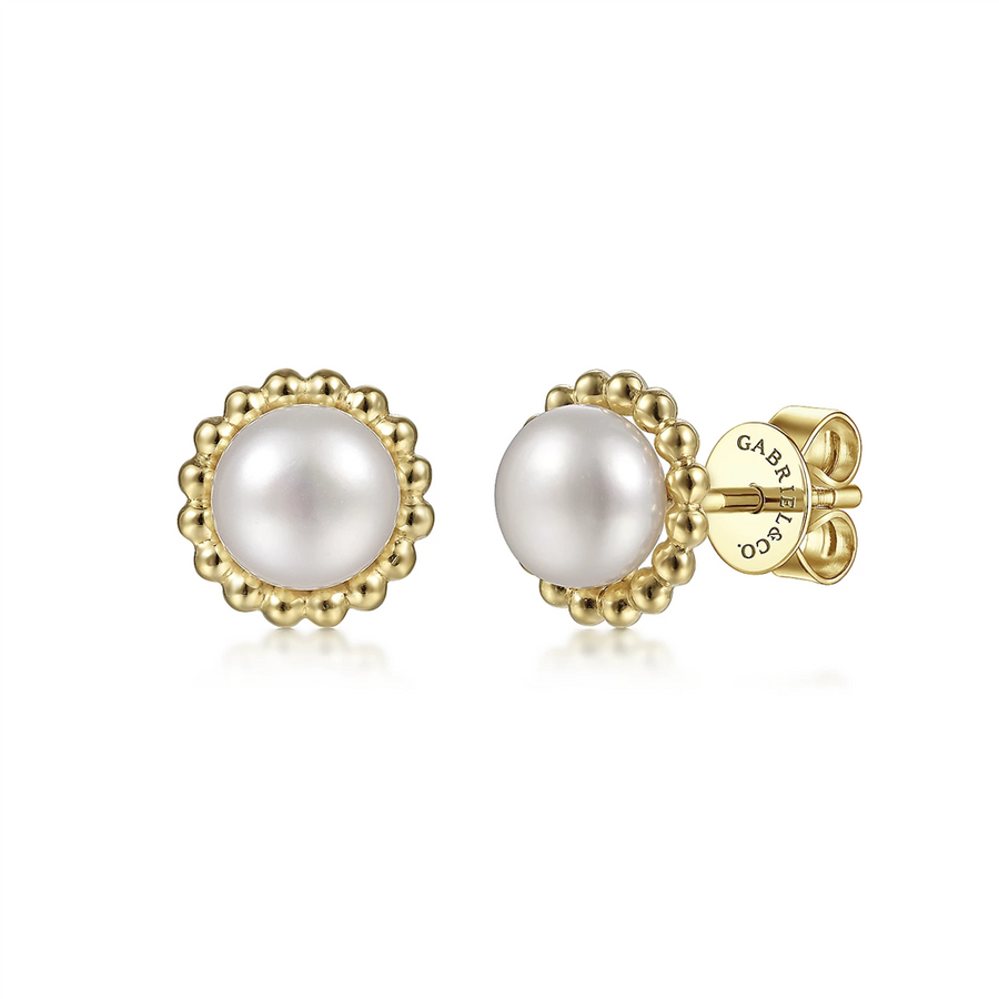 Gabriel & Co. Fashion 14K Yellow Gold Bujukan Pearl Stud Earrings