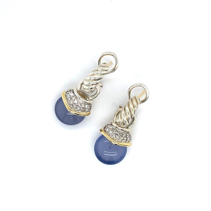 Estate David Yurman Blue Chalcedony Acorn Drop Earrings