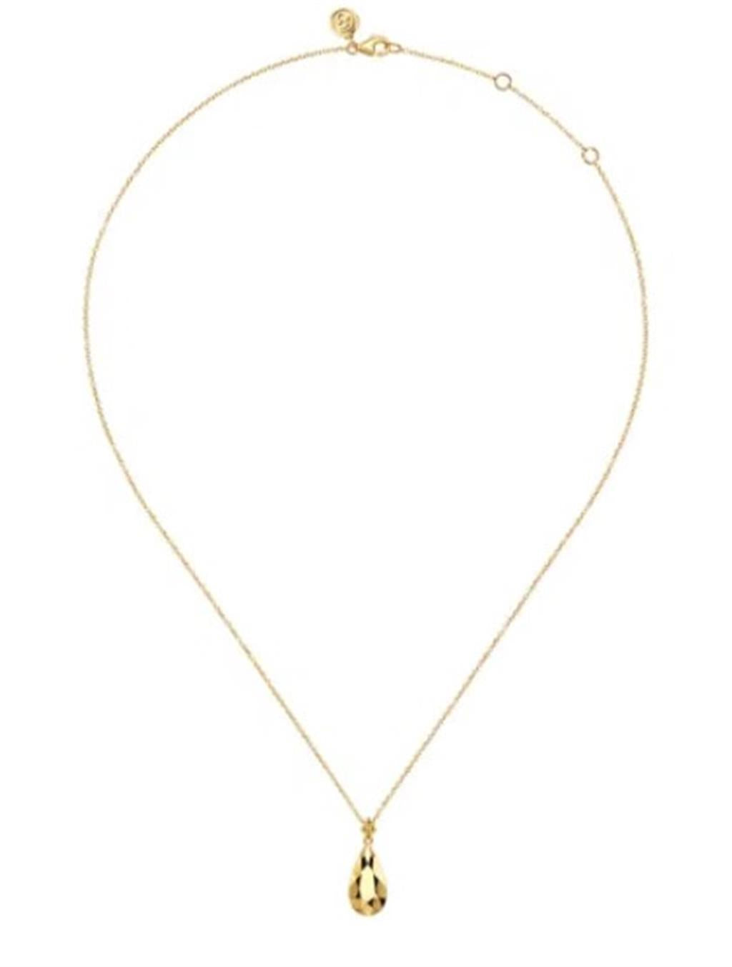 Yellow 14 Karat Bujukan Teardrop Texture Pendant Gold Necklaces Length