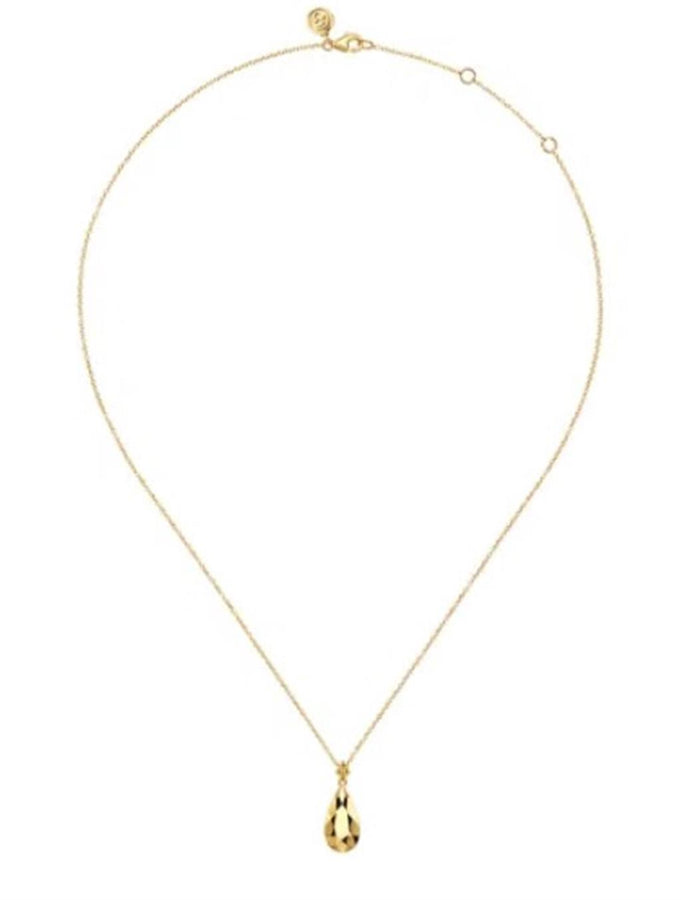 Yellow 14 Karat Bujukan Teardrop Texture Pendant Gold Necklaces Length