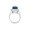 White 18 Karat Cushion Sapphire & Diamond Halo Ring Estate Jewelry Siz