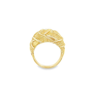 Yellow 14 Karat Engraved Weaved Dome Ring Estate Jewelry Size 5.75 Gra