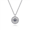 Gabriel & Co. Fashion 925 Sterling Silver Sapphire and Diamond Evil Eye Pendant Necklace