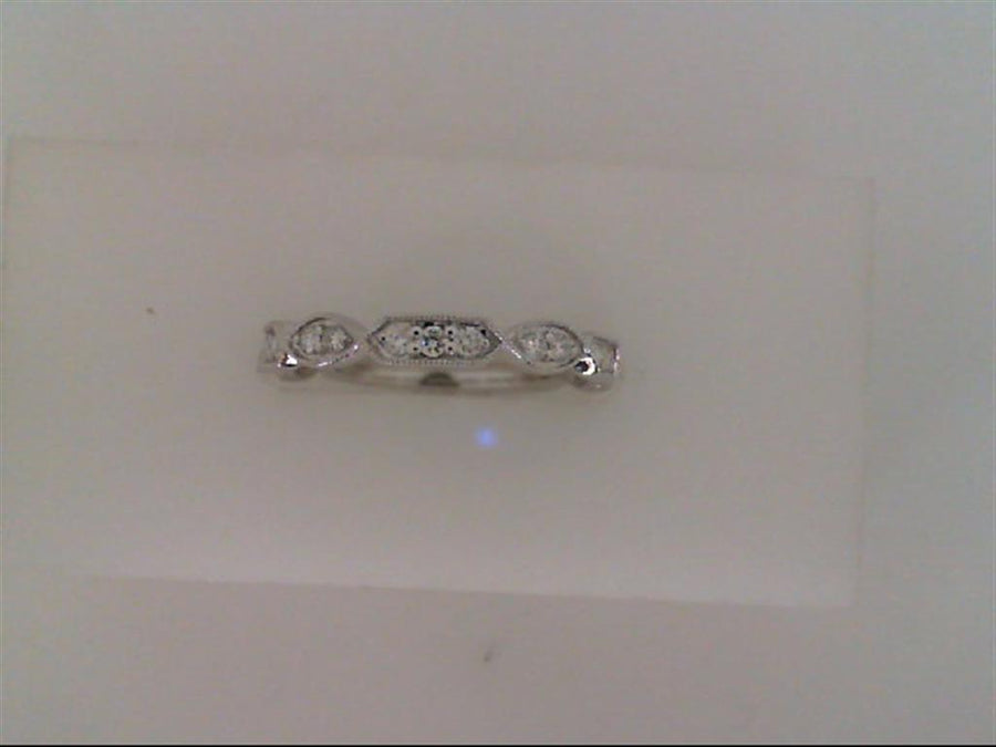Lady's White 14 Karat Milgrain Geometric Twist Wedding/Anniversary Rin