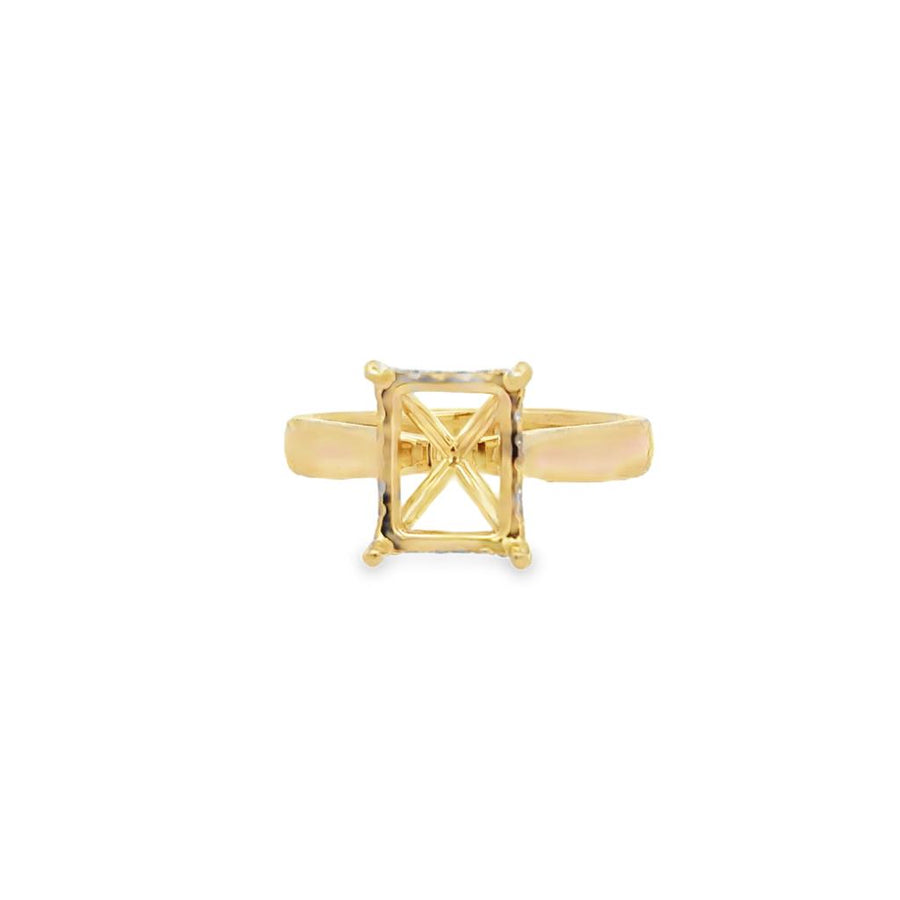 Lady's Yellow 18 Karat Hidden Halo Cathedral Ring Size 6.5 With 18 = 0