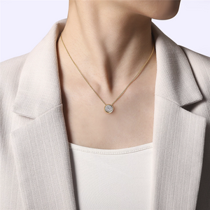 Gabriel & Co. Fashion 14K White-Yellow Gold Diamond Cluster Pendant Necklace
