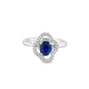 Nelson Lady's White 18 Karat Sapphire and Diamond Floral Halo Fashion Ring