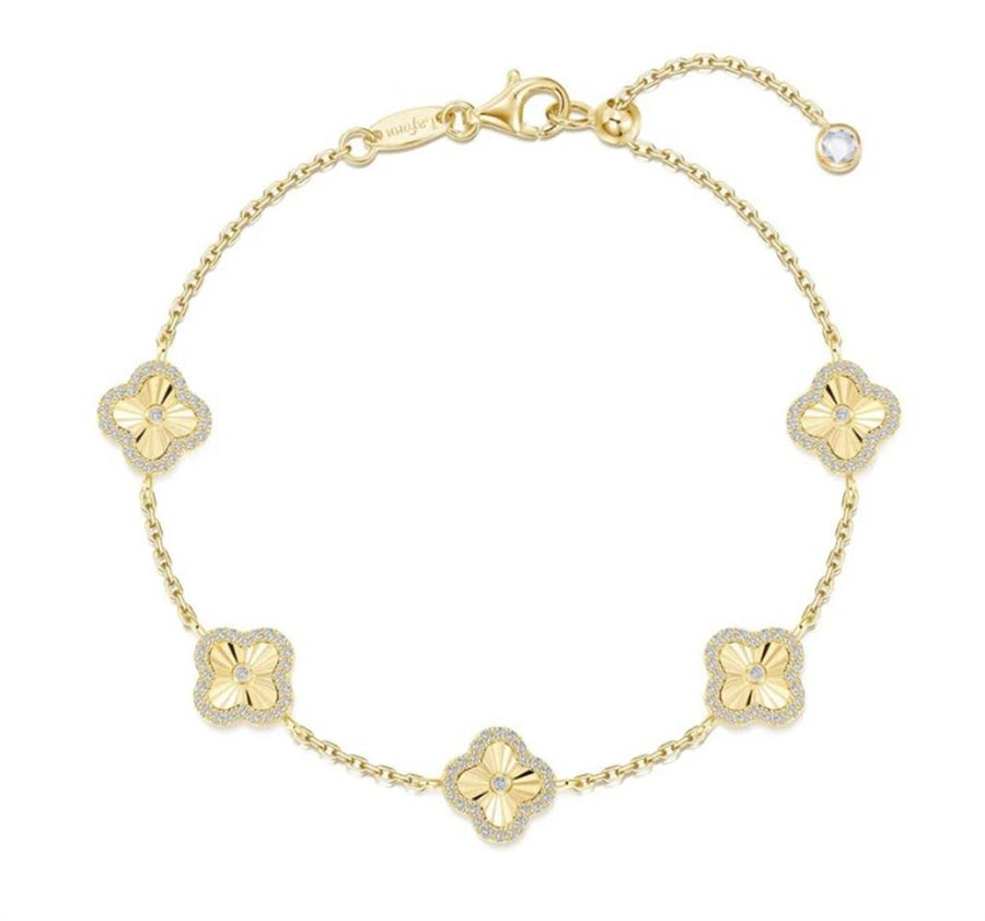 Lafonn Yellow Gold-Plated Sterling Silver Clover Halo Station