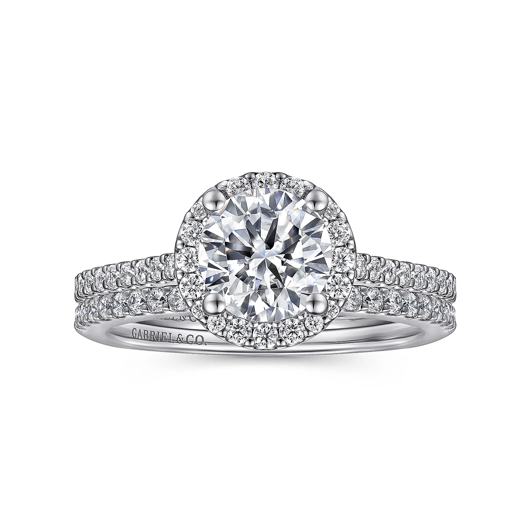 Gabriel & Co. Carly - 14K White Gold Round Halo Diamond Engagement Ring Mounting