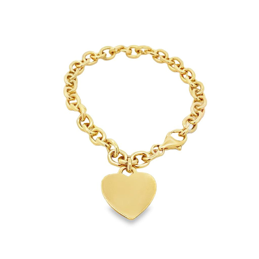 Yellow 14 Karat 6.2mm Solid Link Charm Bracelet With A 20.80X18.90mm H