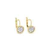 Lady's Yellow 14 Karat Omega Back Drop Cluster Earrings 14 = 0.428tw R