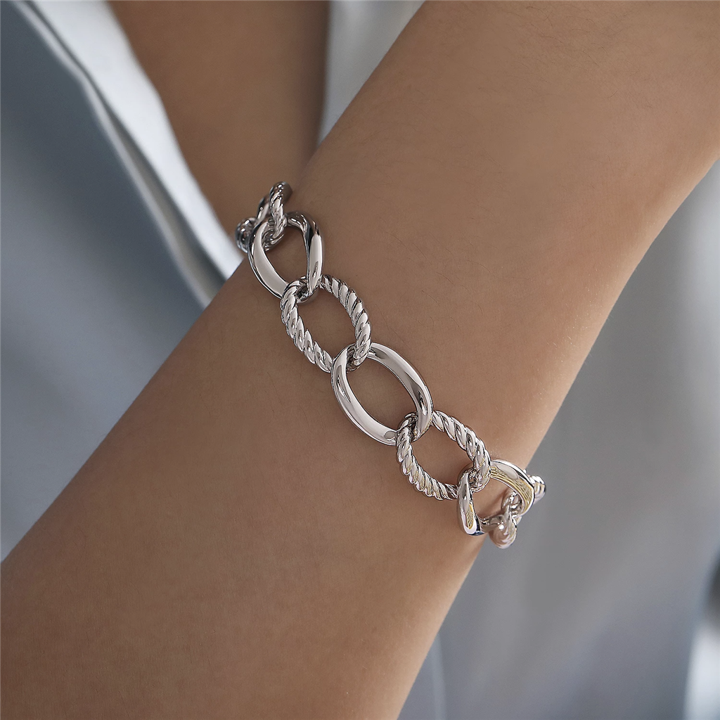 Gabriel & Co. Silver 925 Sterling Silver Rope Link Chain Bracelet