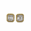 Estate Yellow & White Emerald Shape Diamond Earrings