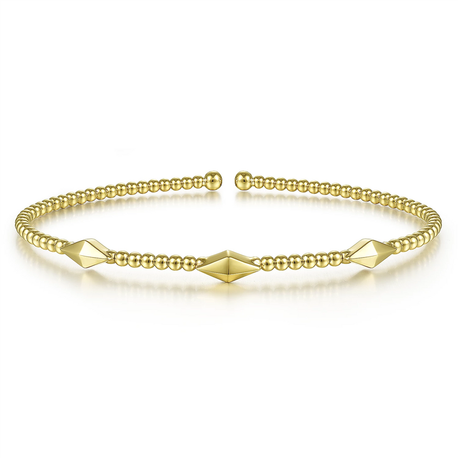 Gabriel & Co. Fashion 14K Yellow Gold Bujukan Pyramid Stations Bangle