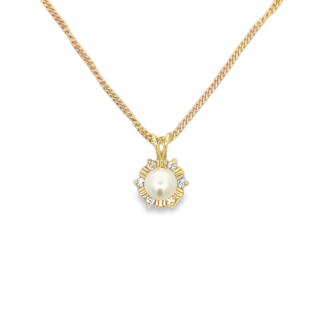 Pearl & Diamond Halo Pendant