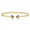 Gabriel & Co. Fashion 14K Yellow Gold Diamond and Garnet Bujukan Open Bangle