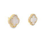 Clover Style Mother of Pearl and Diamond Earrings