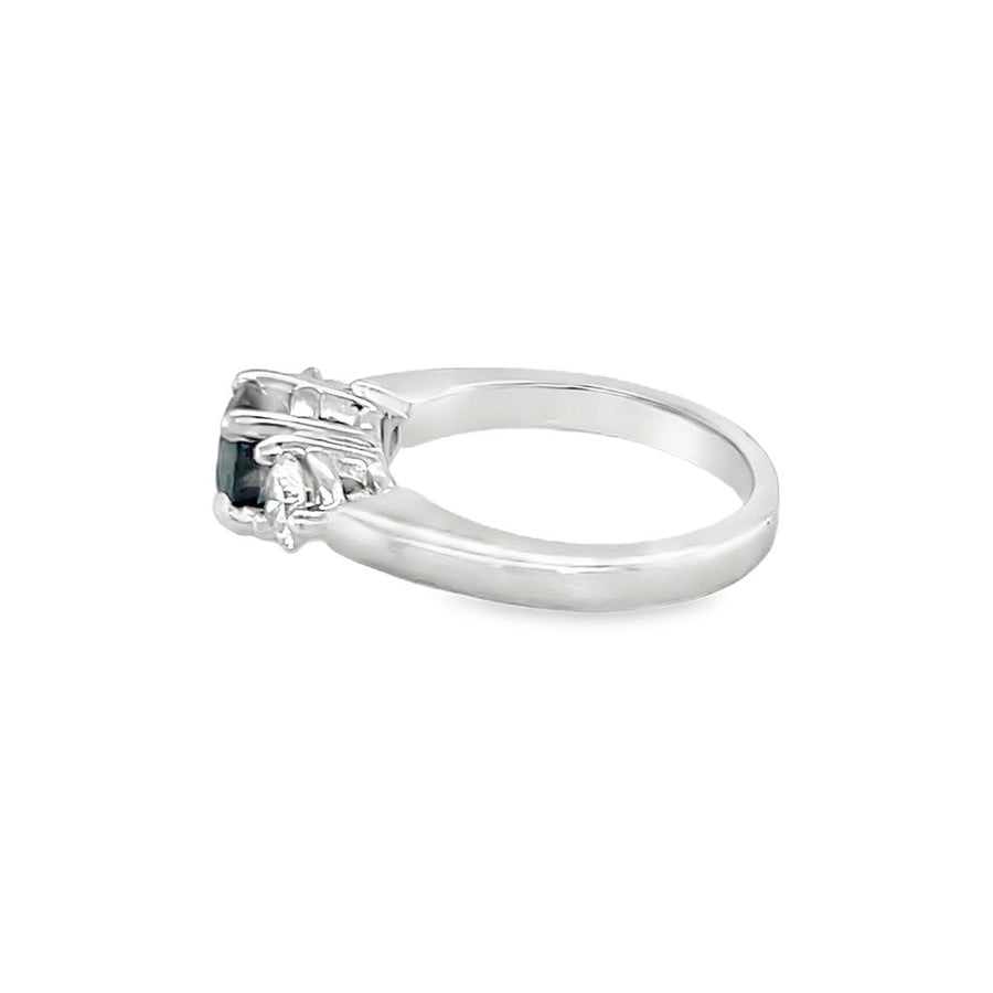 Estate Three Stone Sapphire and Diamond Ring