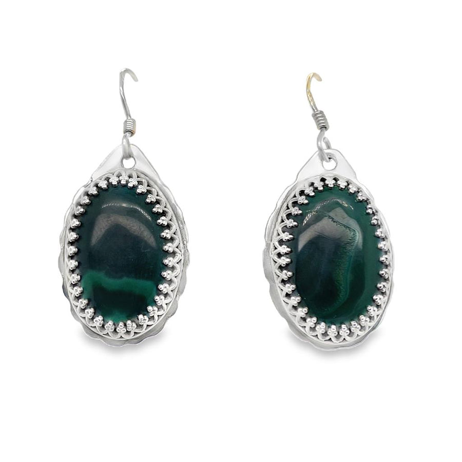 Estate Malachite Dangle Earrings