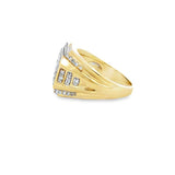 Yellow 10 Karat Gents Diamond Step Edge Estate Jewelry Size 12 With 78