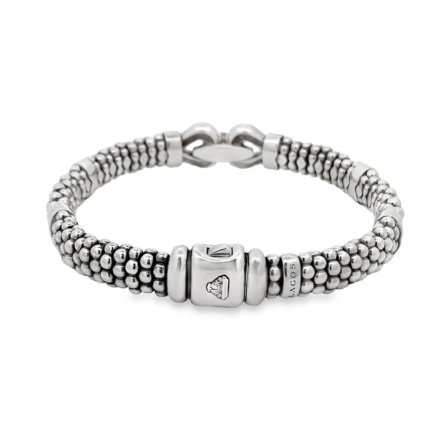 Sterling Silver Lagos Caviar Buckle Bracelet Estate Jewelry Length 7.7