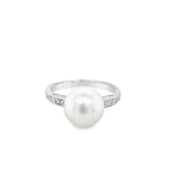 Lady's White 14 Karat Bead Set Shoulders Ring Size 7 one = 10.00mm Rou