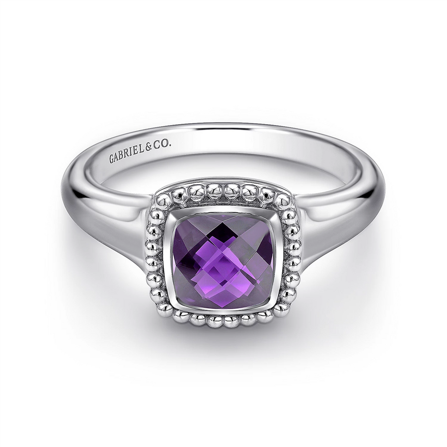 Gabriel & Co. Fashion 925 Sterling Silver Bujukan Amethyst Signet Ring