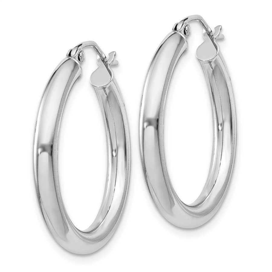 Quality Gold Sterling Silver Rhodium-plated 3mm Round Hoop Earrings