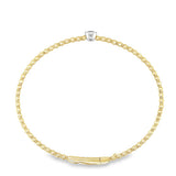 Two-Tone 14 Karat Bezel Solitaire Beaded Bangle Bracelet Length 6.75 o