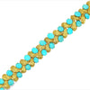 Yellow 14 Karat Granular Turquoise Fancy Gold Bracelet Estate Jewelry Length 7 With 30=6.00-5.00Mm Oval Turquoises Gram Weight: 42.1