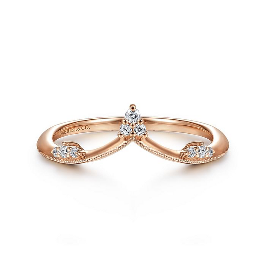 Gabriel & Co Chevron Milgrain Diamond Wedding Band