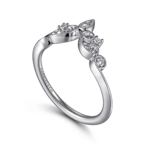 Gabriel & Co. 14K White Gold Curved Filigree Diamond Ring - 0.05 ct