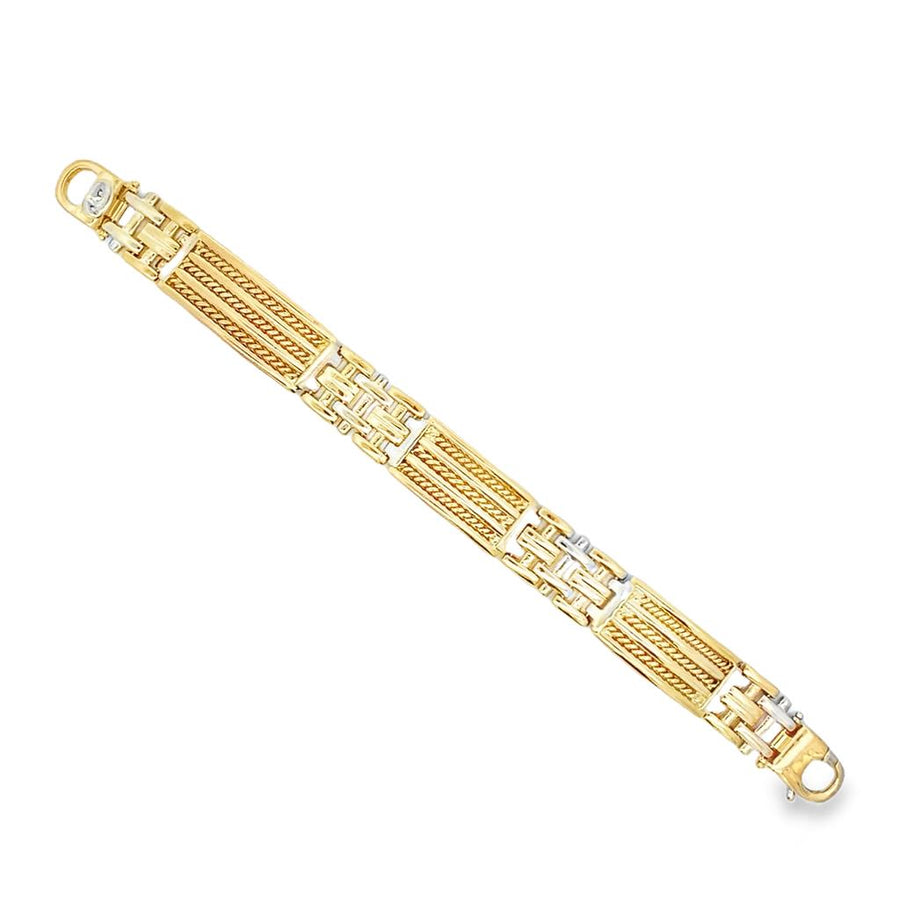 Two-Tone 18 Karat 14.50mm Fancy Link w/ Lobster Clasp Estate Jewelry L