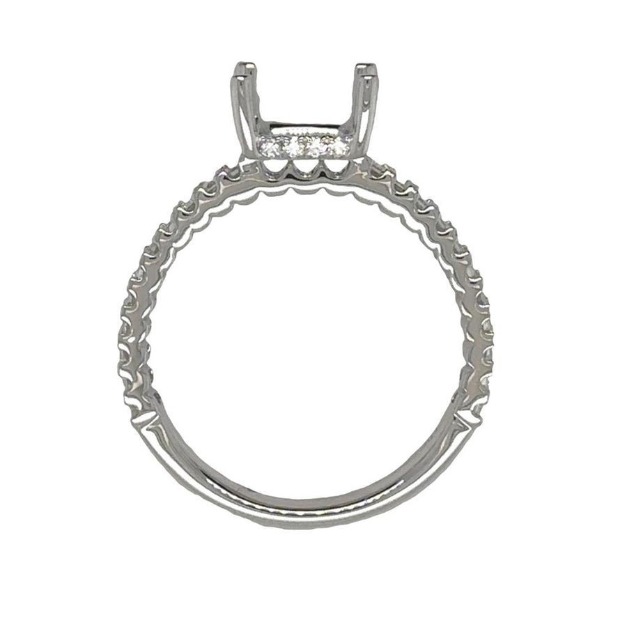 Lady's White 14 Karat Prong-Set Straight Band With Hidden Halo Ring Si