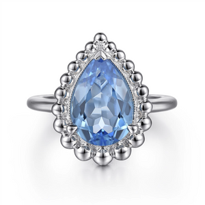 Gabriel & Co. Silver 925 Sterling Silver Swiss Blue Topaz Bujukan Ring