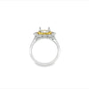 Lady's Two-Tone 18 Karat Rectangle Halo With Gold Trim Ring