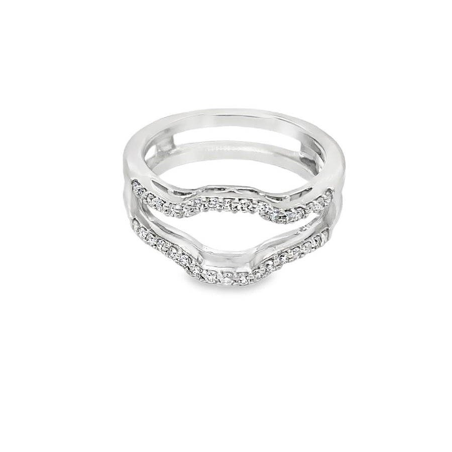 White 14 Karat Ring Guard w/ Filigree Profile Estate Jewelry Size 7 Wi