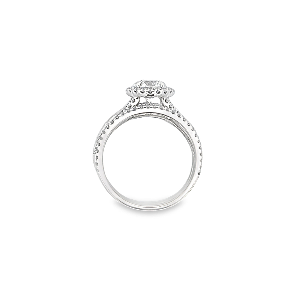 Estate Round Diamond Halo Bridal Set