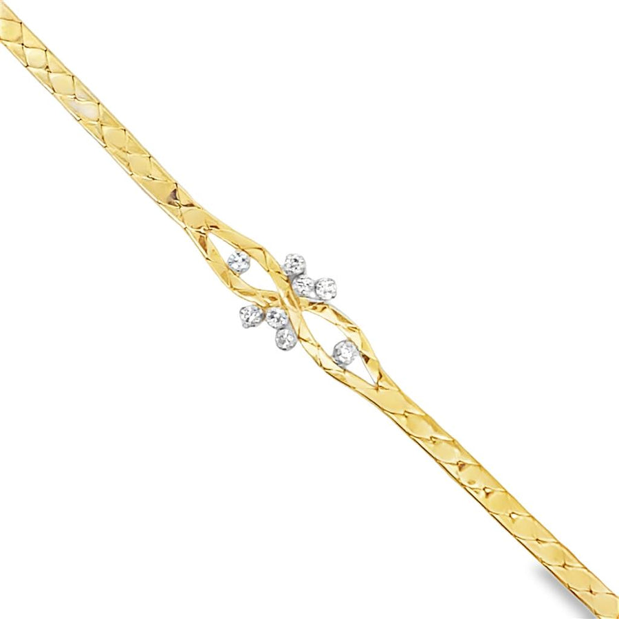 Two-Tone 14 Karat 3.6mm Fancy Linked Celestial Bracelet w/ Safety Box