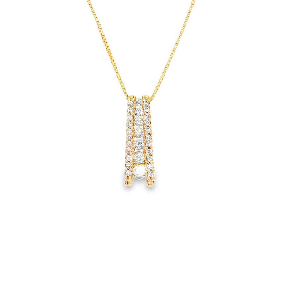 Yellow 14 Karat Diamond Journey Ladder Pendant On A 19" 0.53mm D/C Box