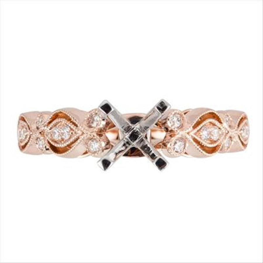 Nelson Lady's Two-Tone Milgrain Pierced Scroll Ring Mounting