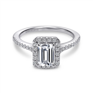 Gabriel & Co. Kelsey - 14K White Gold Emerald Halo Diamond Engagement Ring